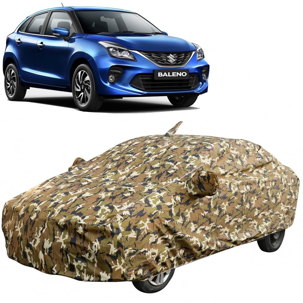 Waterproof Car Body Cover Compatible with Baleno (15-21) with Mirror Pockets (Jungle Print)